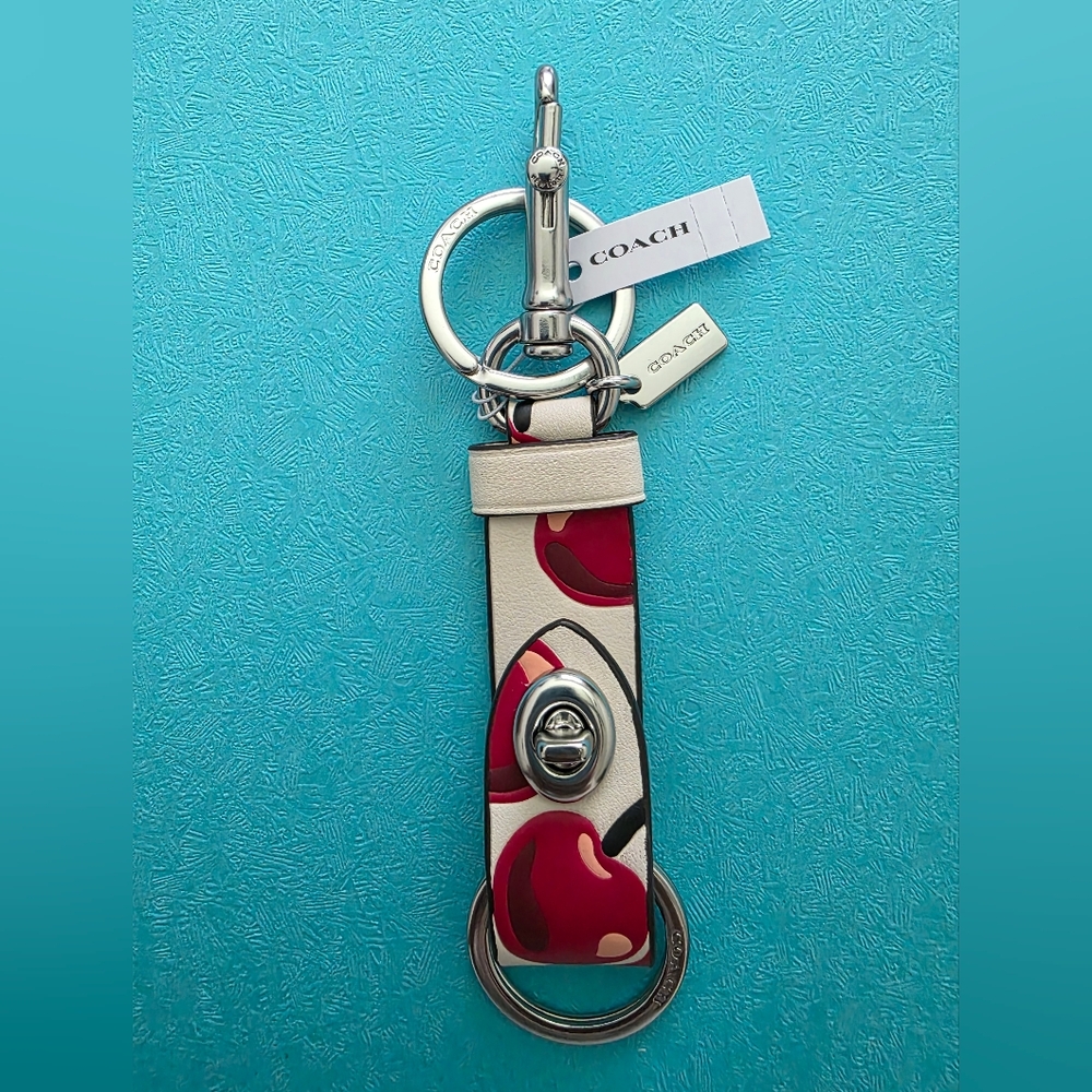 Coach Cherry Print Trigger Snap Bag Charm/ Keychain
